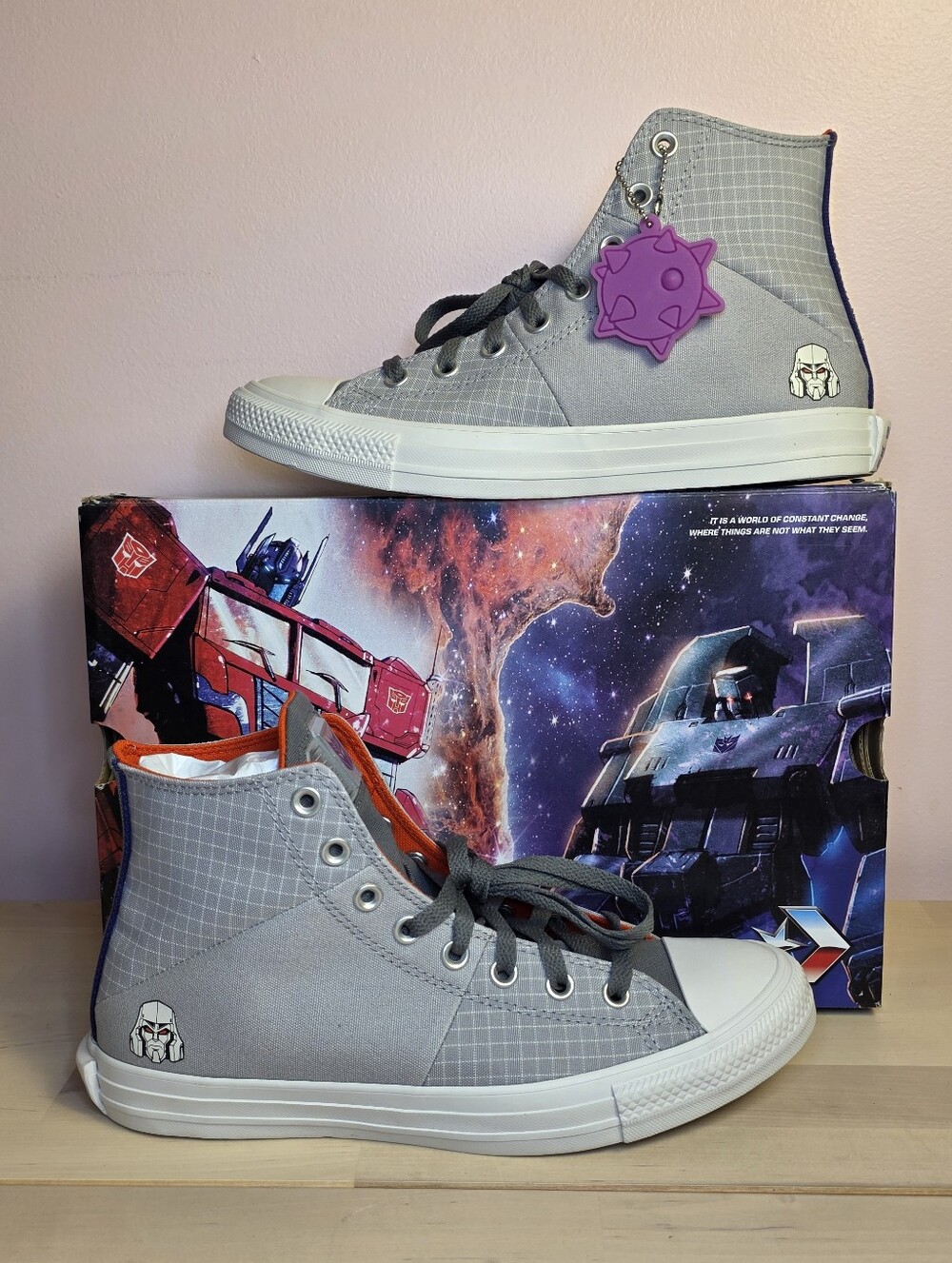 Transformers Hi-Top Converss Sneakers in Light Gray